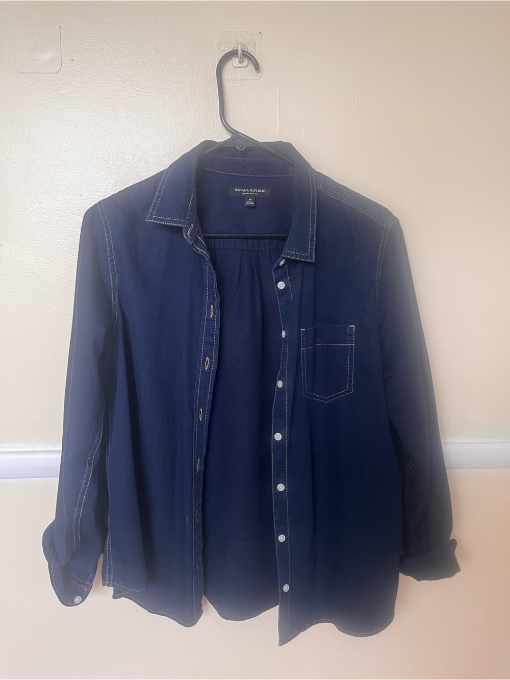 Banana Republic Navy Button-Front Shirt Blouse